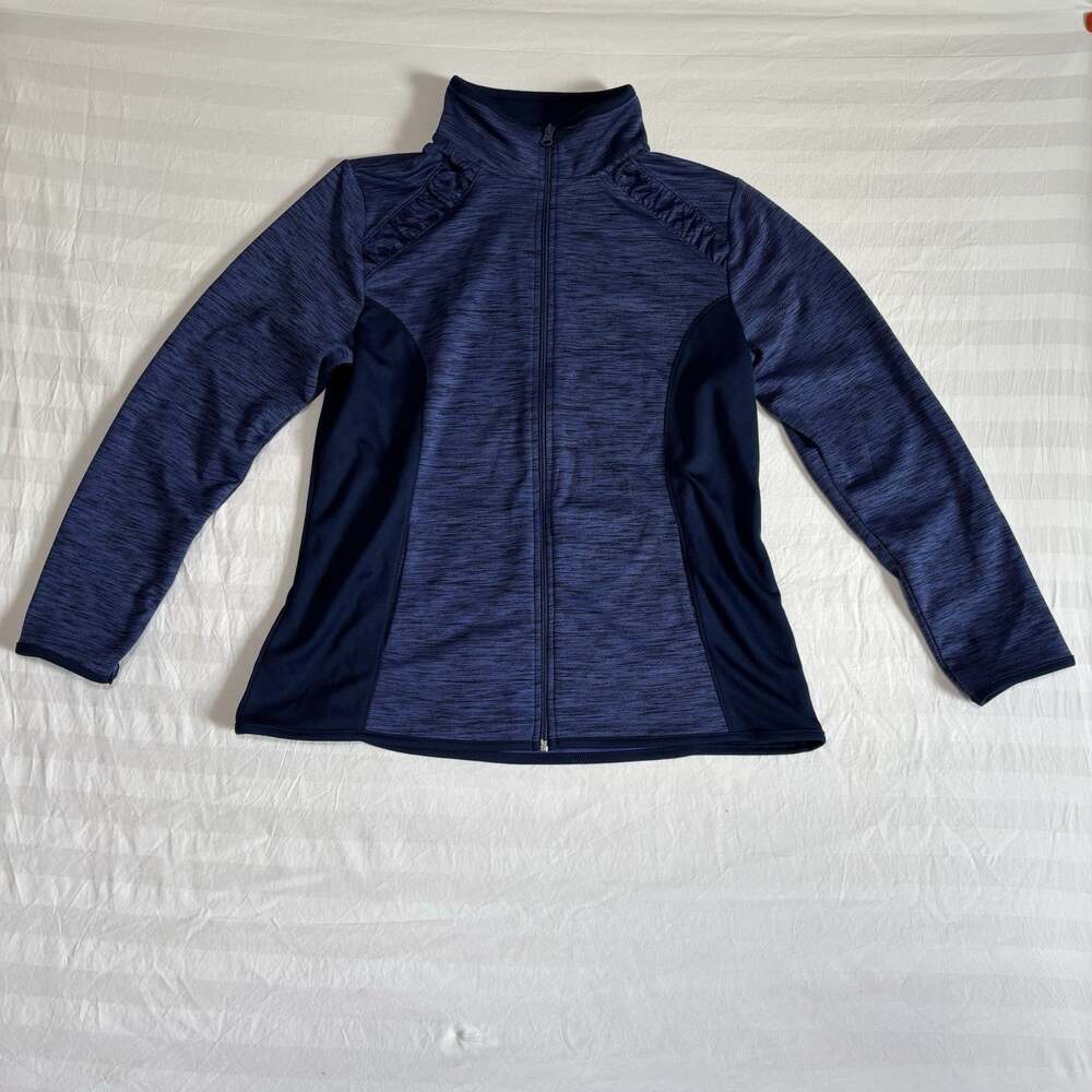 St Johns Bay Active Jacket Womens PM Petite Medium Blue Full Zip Quick Dry